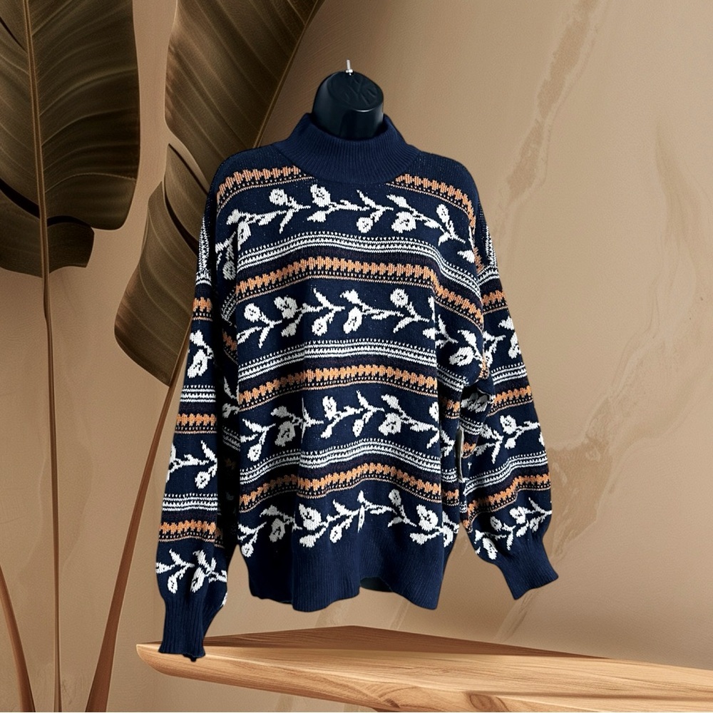 St John’s Bay Back‎ Decorative Buttons Mock Neck Long Sleeves Pullover Sweater - Picture 8 of 15